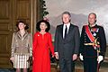 Left to right: Princess Märtha Louise, Queen Sonja, Bill Clinton, and King Harald V of Norway.