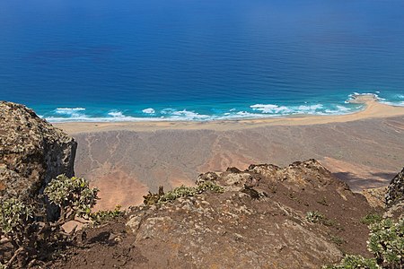 View from the Pico de la Zarza to a part of the Playa de Cofete Fuerteventura