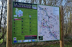 Panneau sur la véloroute du canal de Bourgogne