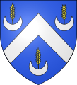 Blason de la famille Talon — « D'azur au chevron d'argent, accompagné de trois épis montants d'or, soutenus chacun d'eux d'un croissant montant d'argent. »