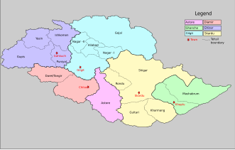 Map of administrative sub-divisions of Gilgit–Baltistan Semi-Autonomous Provincial Northern Region.