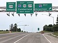 File:2021-08-07 11 21 08 View east along U.S. Route 40 (Garrett Highway) at the exit for Interstate 68 WEST (Morgantown) in Keysers Ridge, Garrett County, Maryland.jpg