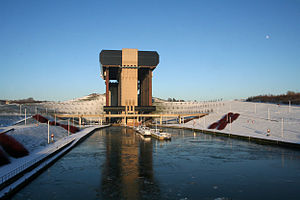 The new ship elevator in Strépy-Bracquegnies, Belgium.