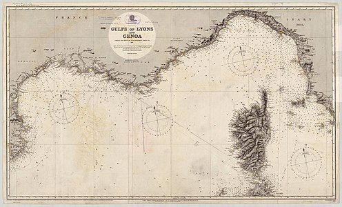 Cap Corse, Corsica, Capraia, Elba, old map