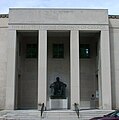 Bell statue in the front portico of the Brantford, Ontario, Bell Telephone of Canada Building, reminiscent of the Lincoln Memorial in Washington D.C. (Courtesy: Brantford Heritage Inventory, City of Brantford, Ontario, Canada)