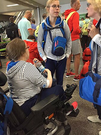 Woman in wheelchair, participating in the fifteenth Summer Paralympic Games (Photo), ...