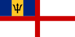 Naval Ensign of Barbados (canton: Flag of Barbados)