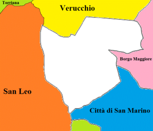 Acquaviva (center), San Leo, Verucchio, Borgo Maggiore, Città di San Marino