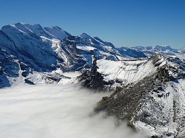 View from Schilthorn (winter) to Blüemlisalp glaciers