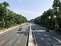 File:2021-07-06 09 23 49 View north along Interstate 287 from the overpass for Franklin Street in Morristown, Morris County, New Jersey.jpg