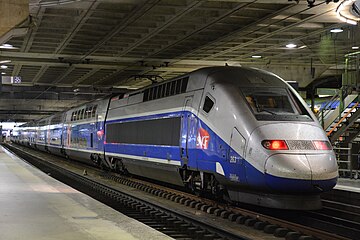 TGV train inside Gare Montparnasse, Paris