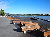 Benches at the western end of Commonwealth Place