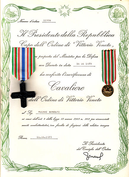 File:Arnolfo Mugnai Cavaliere di Vittorio Veneto Diploma.jpg