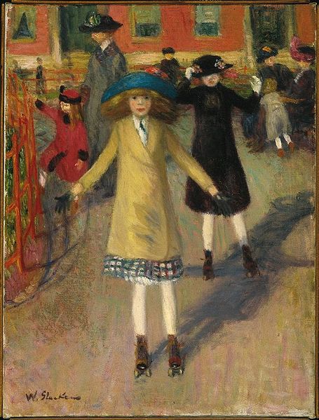 File:Brooklyn Museum - Children Rollerskating - William Glackens - overall.jpg