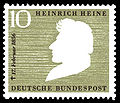 Paper cut of Heinrich Heine on German stamp, 1956