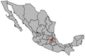 Location of the city of Pachuca in Mexico