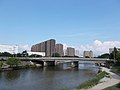 Kiyomi Bridge, which spanned in the downstream of Naka River, is on the boundary between Hakata and Minami wards of Fukuoka city 福岡市博多区と南区境を流れる那珂川に架かる国道385号の清美大橋