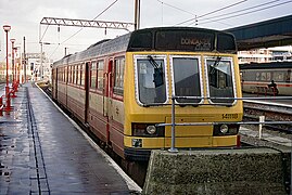 141118 2 car unit in West Yorkshire PTE Metro livery at Darlington in 1994