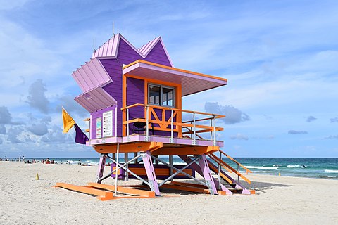 Art deco lifeguard tower in Miami Beach