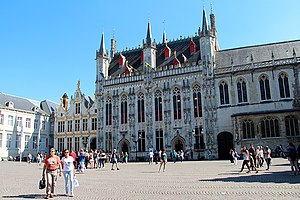 The Town Hall (± 1400), in the Burg Square, Bruges (Belgium).
