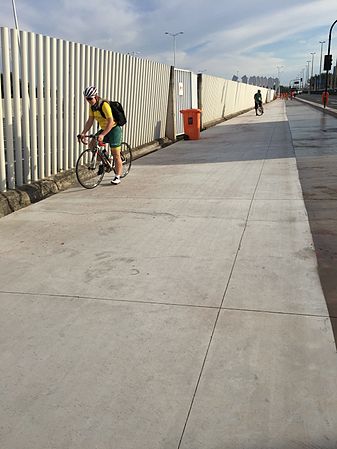 Aussie cyclist Madison Janssen riding near the Paralympic Village