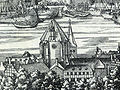 St. Heribert, Köln-Deutz - Holzschnitt, Ausschnitt aus Woensam „Große Ansicht von Köln“ (1530 Anton von Worms)