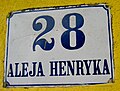  Przedwojenna tabliczka z numerem domu przy Alei Henryka  Chrzanów, Henry Avenue (Aleja Henryka), a 1930s house number plaque  Husnummerplade fra Chrzanóws Henriks Allé fra 1930erne