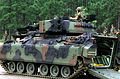 A rear view of the M3 Bradley fighting vehicle to be used by the 3rd Squadron, 1st Cav., 5th Infantry Division (Mech.).