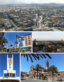 'Clockwise from top: Cityscape, Sunset view over Asmara, Church of Our Lady of the Rosary, Fiat Tagliero Building sign, 23d ISCOE East Africa conference in Asmara 2019