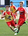 Dominik Baumgartner (FC Wacker Innsbruck, links) und Stefan Posch (TSG 1899 Hoffenheim, rechts)