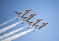 Thunderbirds perform the echelon pass in review maneuver during the Wings over Pittsburgh air show