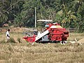 Moissonneuse batteuse en action dans une rizière du Sri Lanka