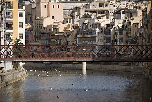 Català: Pont de les Peixateries Velles o Pont de ferro o Pont d'Eiffel. Arquitecte: Manuel Almeda i Compagnie Gustave Eiffel. Italiano: Il Ponte dei Vecchi Pescivendoli o Ponte di Ferro o Ponte d'Eiffel. Architetto: Manuel Almeda e la Compagnia Gustave Eiffel.