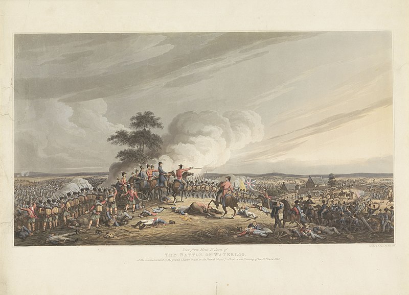 File:Slag bij Waterloo, 1815 View from Mont St. Jean of The Battle of Waterloo, at the commencement of the grand Charge made on the French about 7 oClock in the Evening of the 18th June 1815 (titel op object), RP-P-OB-87.212.jpg