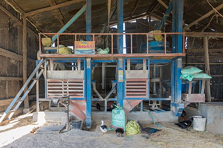 Rice mill in a hangar of Don Som, Laos