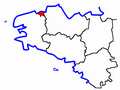Carte du canton de Lanmeur au sein de la région Bretagne.