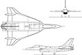 F-16XL 3-view drawing, experimental version