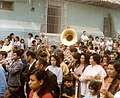 Procession in Antigua Guatemala, 1979, with trumpets, sousaphone, and baritone horn