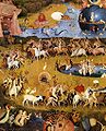 Hieronymus Bosch, The Garden of Earthly Delights, center panel: The Garden of Earthly Delights, 1503 – 1504, oil on wood, triptych, 220 × 195 cm, Museo del Prado, Madrid.