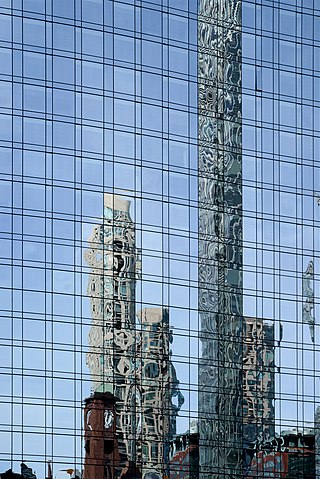 Reflections on a glass building