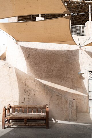 A bench in Al Fahidi Historical Neighbourhood, Dubai