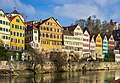 Tübingen - Altstadt - Neckarfront - Ansicht von Neckarinsel mit Winterlicht (1)