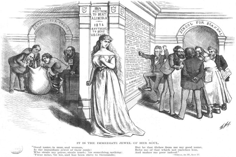 File:Columbia between thieves and scandal (Nast cartoon, 1872).jpg