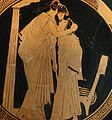 Erastes (lover) and eromenos (beloved) kissing