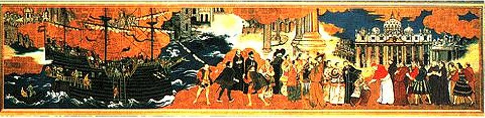 Hasekura visiting the pope in Rome, 17th. century