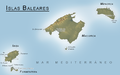 Mapa de las islas Baleares, Ibiza, Mallorca,