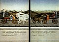 Piero della Francesca, Doppio ritratto dei duchi di Urbino sul verso Trionfo di Federico da Montefeltro e di Battista Sforza, 1465 – 1472 circa, olio su tavola, 47 cm × 33 cm ciascun pannello, Galleria degli Uffizi, Firenze.