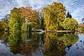Schwetzingen - Schlossgarten - Großer Weiher - Westende mit Brücke im Herbst 1