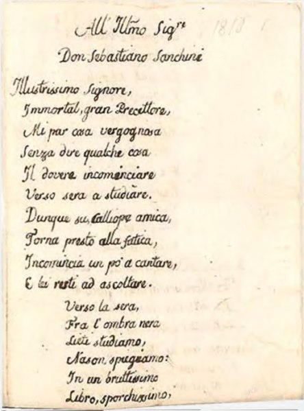 File:All'Illustrissimo Signore Don Sebastiano Sanchini, manoscritto, ottobre 1810.djvu