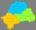 English: NUTS-II regions in Transylvania, Romania Magyar: Fejlesztési régiók Erdélyben